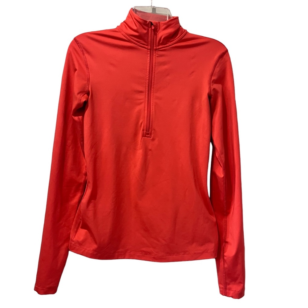 NIKE WOMEN'S Dri FIT‎ Coral Peach Pink 1/2 ZIP UP LONG SLEEVE SHIRT Small Ribbed